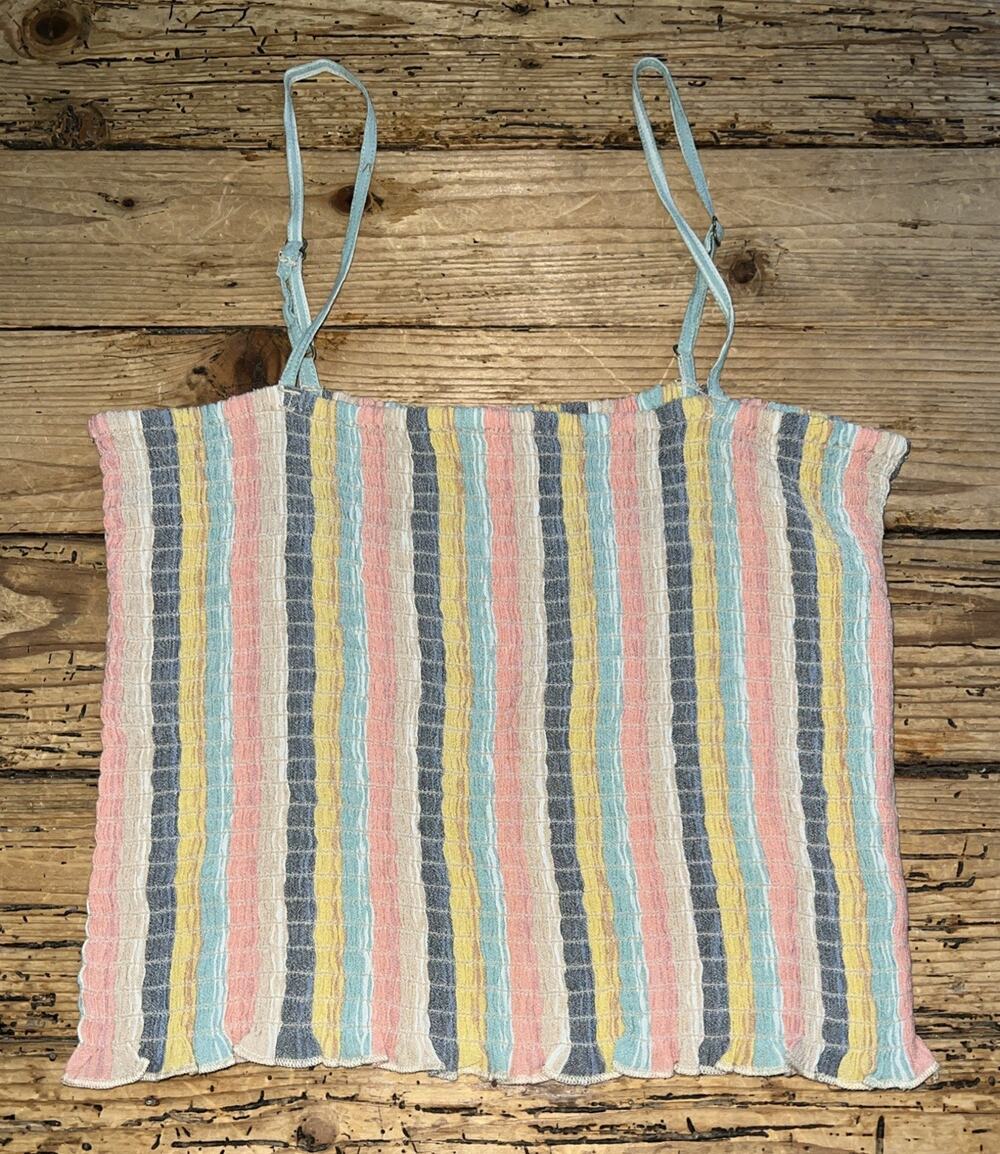 O'neill Juniors' Size S Drez Beachbound Stripe Smocked Tank Top NWT